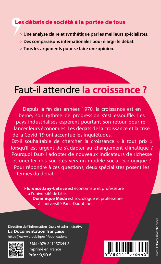 Faut-il attendre la croissance ? -  La Documentation Francaise, Dominique  Méda, Florence Jany-Catrice - DOC FRANCAISE