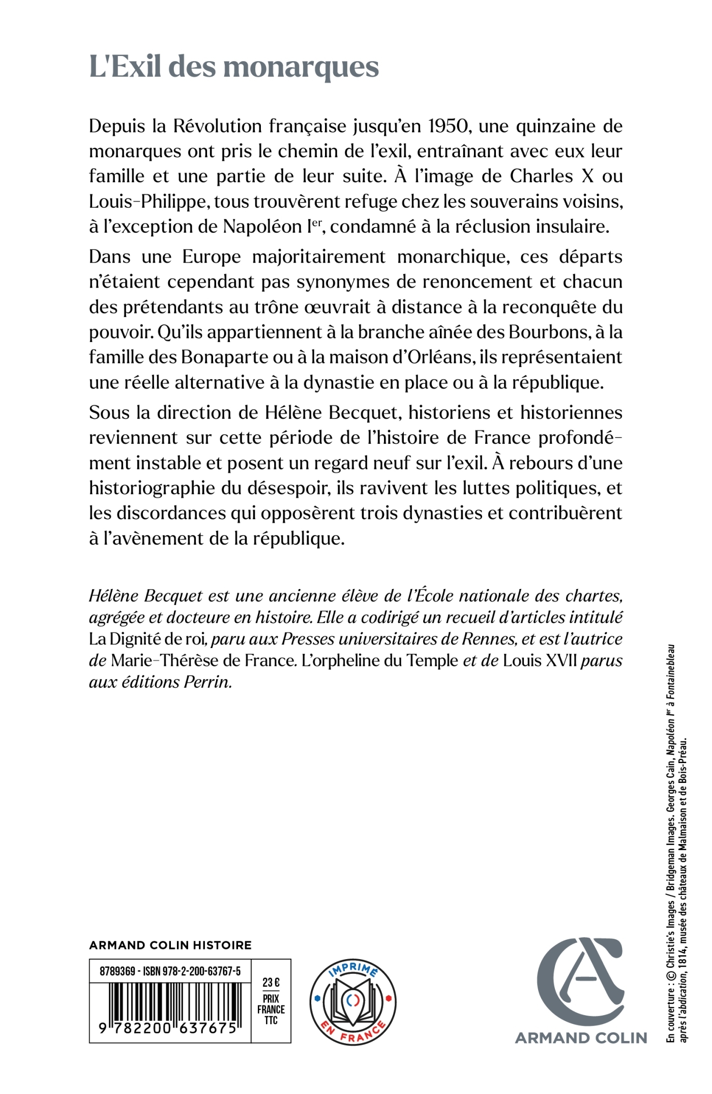 L'Exil des monarques - Becquet Becquet - ARMAND COLIN