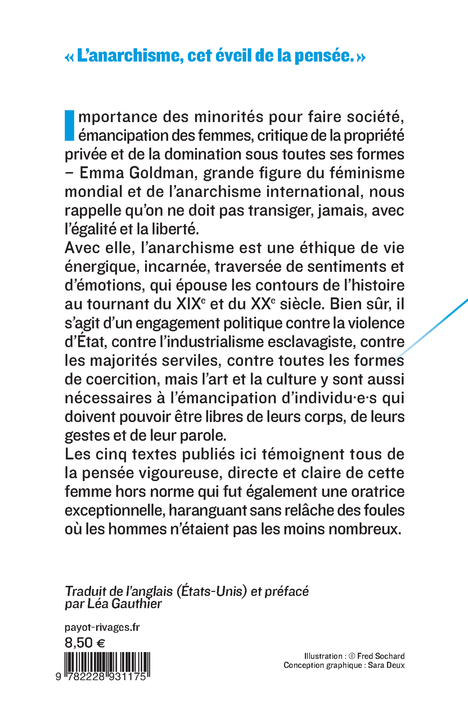L'anarchisme : ce dont il s'agit vraiment - Emma Goldman, Léa Gauthier - PAYOT