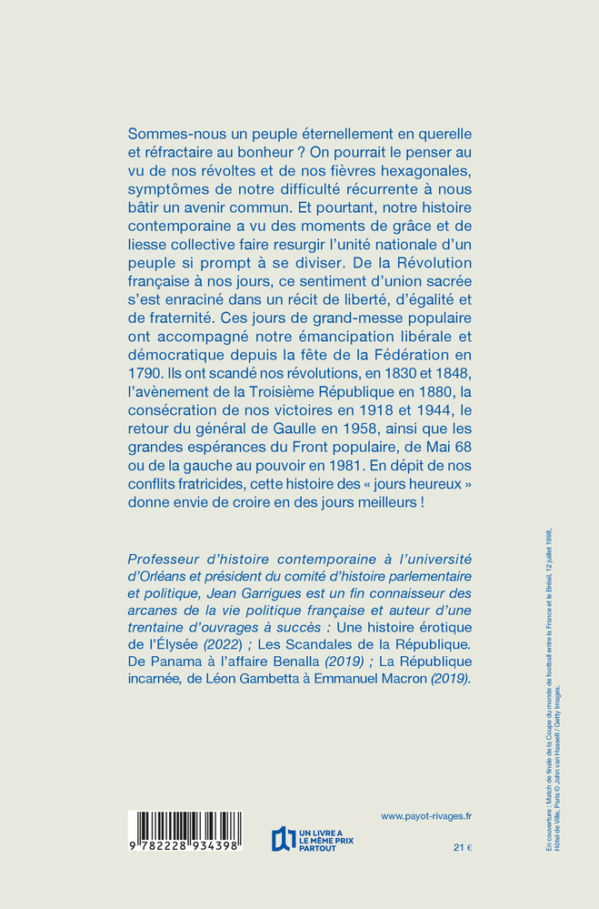 Jours heureux - Jean Garrigues, Jean Garrigues - PAYOT