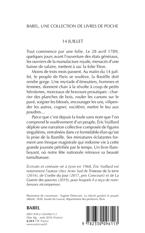 14 Juillet - Éric Vuillard, Éric Vuillard - ACTES SUD