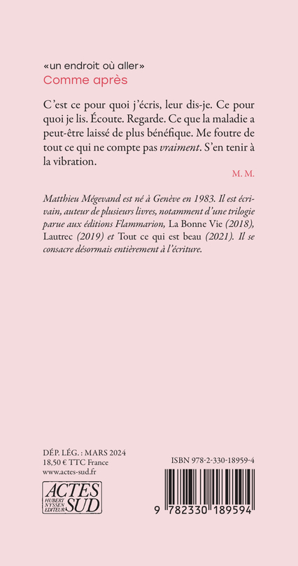 Comme après - Matthieu Mégevand, Matthieu Mégevand - ACTES SUD