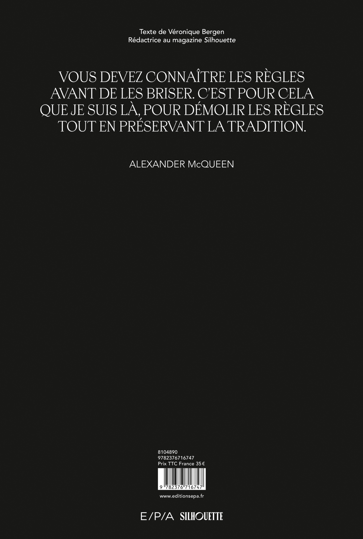 Alexander McQueen - Silhouette Silhouette,  Silhouette, Véronique Bergen, Véronique Bergen - EPA
