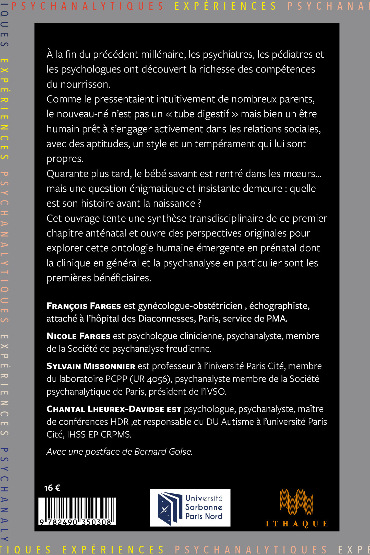 Aux origines de la vie psychique - François Farges, Nicole Farges, Sylvain Missonnier, Chantal Lheureux-Davidse, Bernard Golse - ITHAQUE