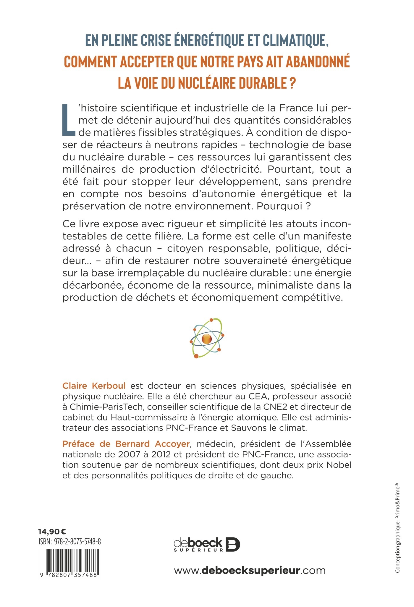 L'urgence du nucléaire durable - Claire Kerboul, Bernard Accoyer - DE BOECK SUP
