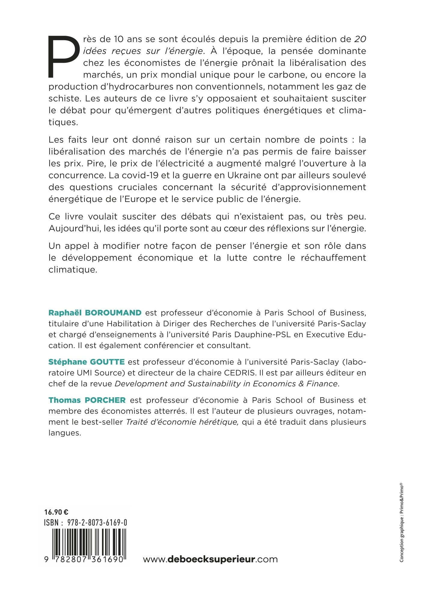 20 idées reçues sur l'énergie - Raphaël Homayoun Boroumand, Stéphane Goutte, Thomas Porcher, Christian de Perthuis - DE BOECK SUP